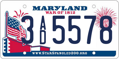 MD license plate 3AD5578