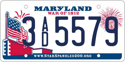 MD license plate 3AD5579