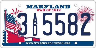 MD license plate 3AD5582