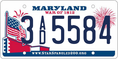 MD license plate 3AD5584