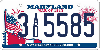 MD license plate 3AD5585