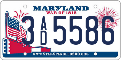 MD license plate 3AD5586