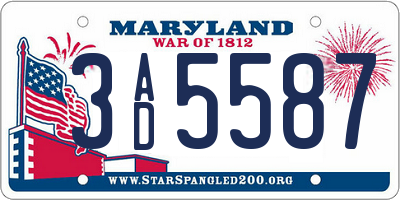 MD license plate 3AD5587