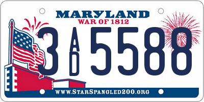 MD license plate 3AD5588