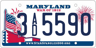 MD license plate 3AD5590