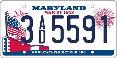 MD license plate 3AD5591