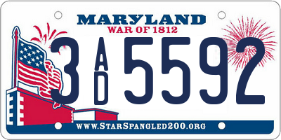 MD license plate 3AD5592