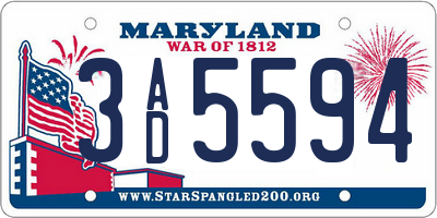 MD license plate 3AD5594