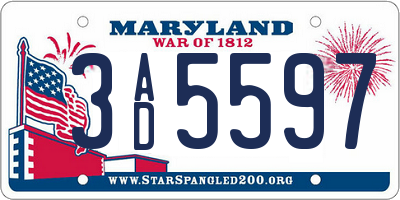 MD license plate 3AD5597