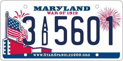 MD license plate 3AD5601