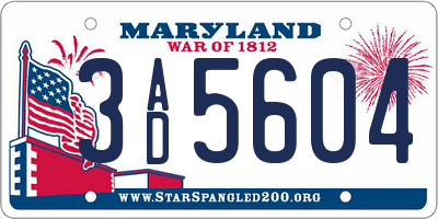 MD license plate 3AD5604