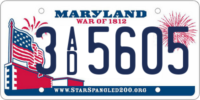 MD license plate 3AD5605