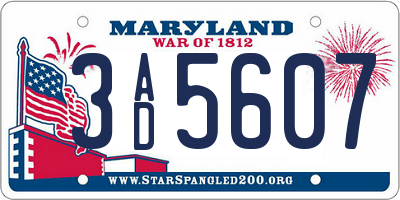 MD license plate 3AD5607