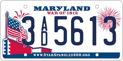 MD license plate 3AD5613