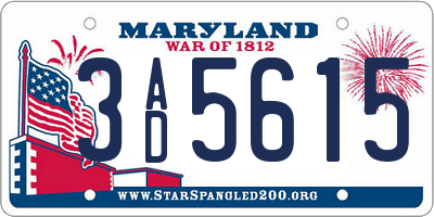 MD license plate 3AD5615