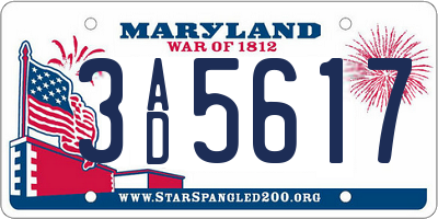 MD license plate 3AD5617