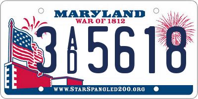 MD license plate 3AD5618