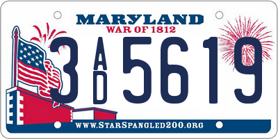 MD license plate 3AD5619