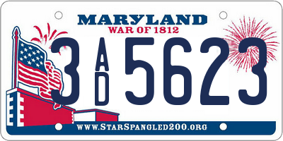 MD license plate 3AD5623