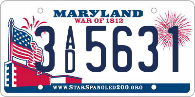 MD license plate 3AD5631