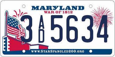 MD license plate 3AD5634