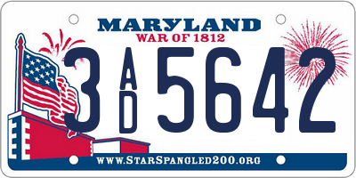 MD license plate 3AD5642