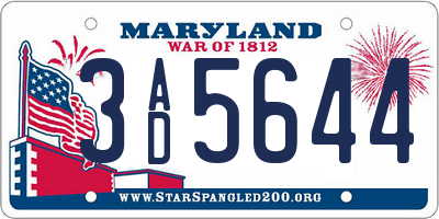 MD license plate 3AD5644