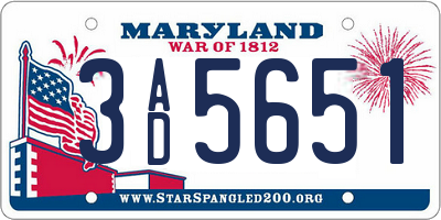 MD license plate 3AD5651