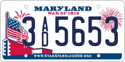 MD license plate 3AD5653