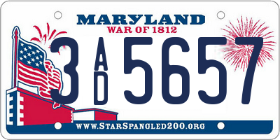 MD license plate 3AD5657