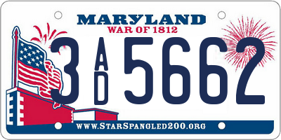 MD license plate 3AD5662