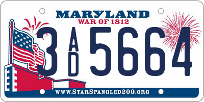 MD license plate 3AD5664