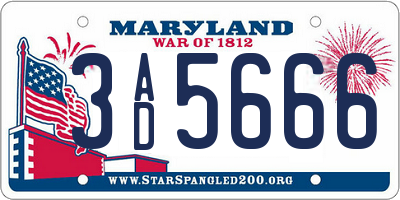 MD license plate 3AD5666