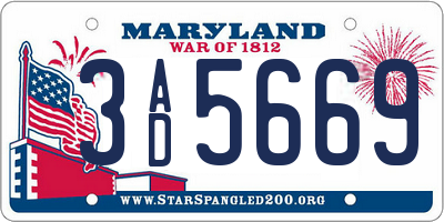 MD license plate 3AD5669