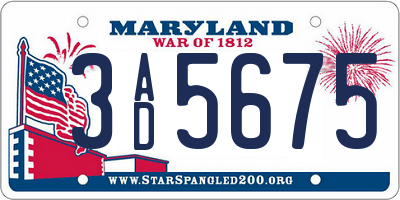 MD license plate 3AD5675