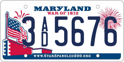 MD license plate 3AD5676