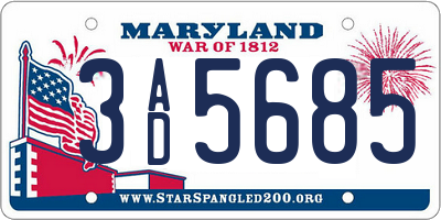 MD license plate 3AD5685