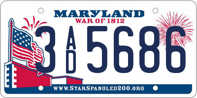 MD license plate 3AD5686