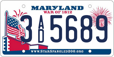 MD license plate 3AD5689