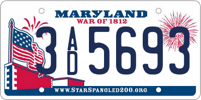 MD license plate 3AD5693