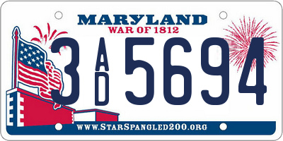 MD license plate 3AD5694