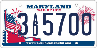 MD license plate 3AD5700