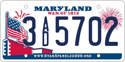 MD license plate 3AD5702