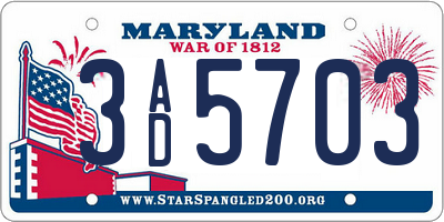MD license plate 3AD5703