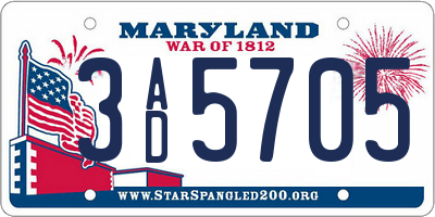 MD license plate 3AD5705