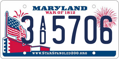 MD license plate 3AD5706