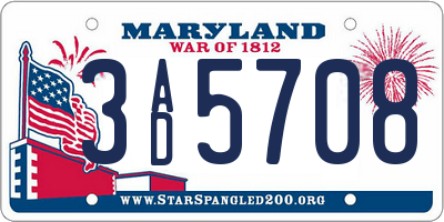 MD license plate 3AD5708