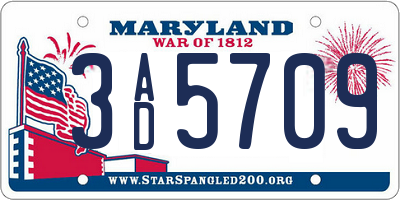 MD license plate 3AD5709