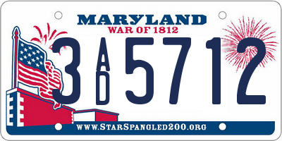 MD license plate 3AD5712