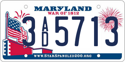 MD license plate 3AD5713